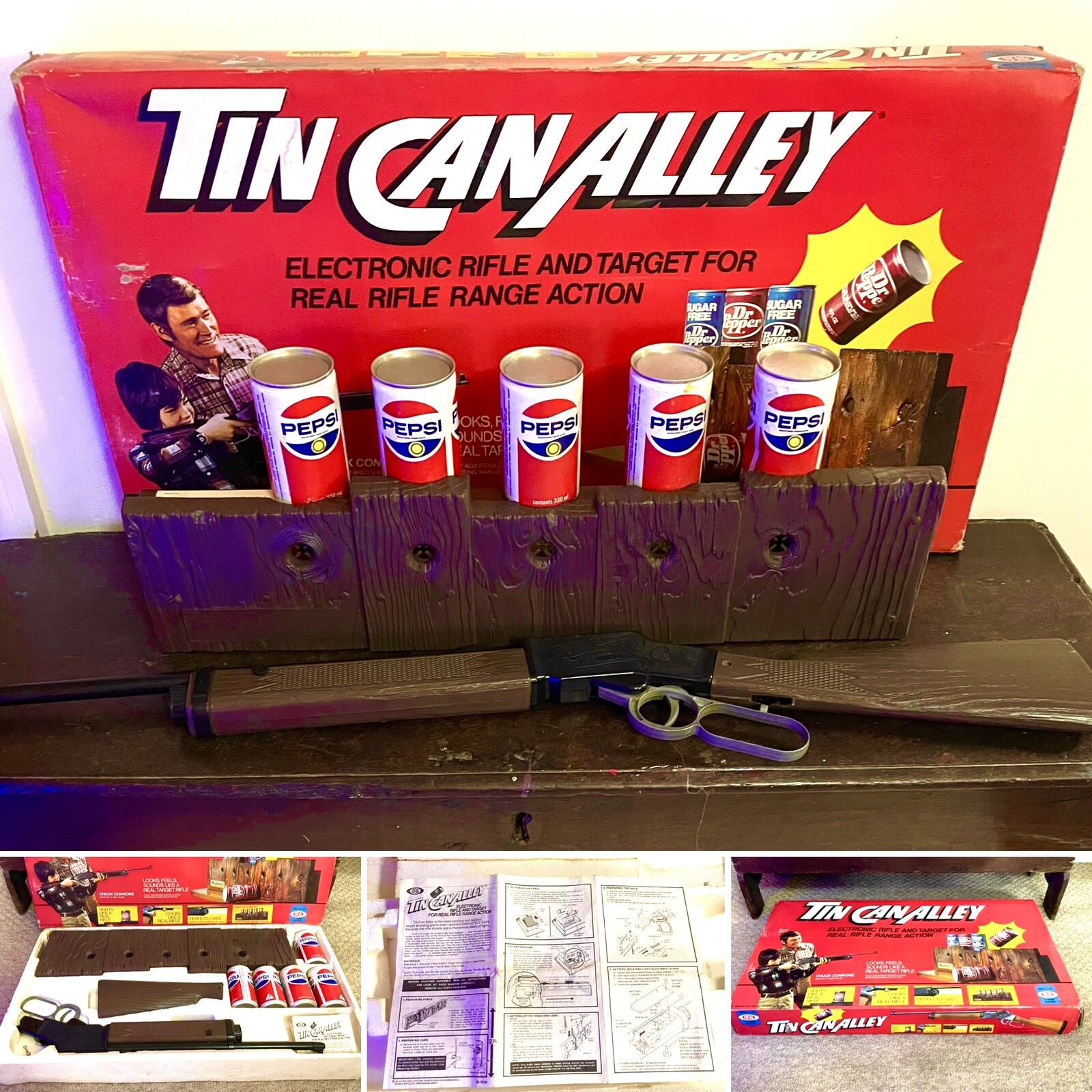 VINTAGE 1976 TIN CAN ALLEY Electronic Target Rifle Game BOXED Tested