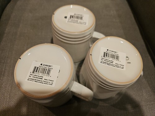 Le Creuset Lot Of 3 White 350ml Coffee Mugs New Seconds - Picture 6 of 7