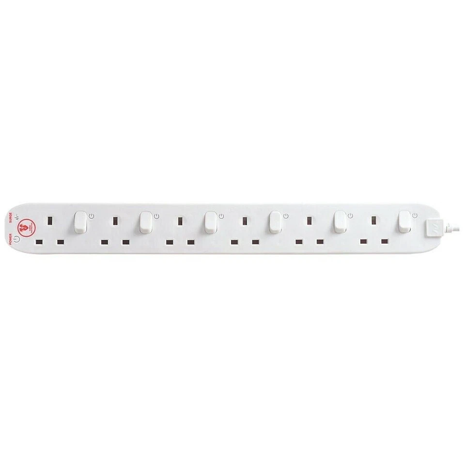 6 Gang Extension Lead with Switched Sockets 2m Cable Surge Protected Uk Stock - Image 2 of 4