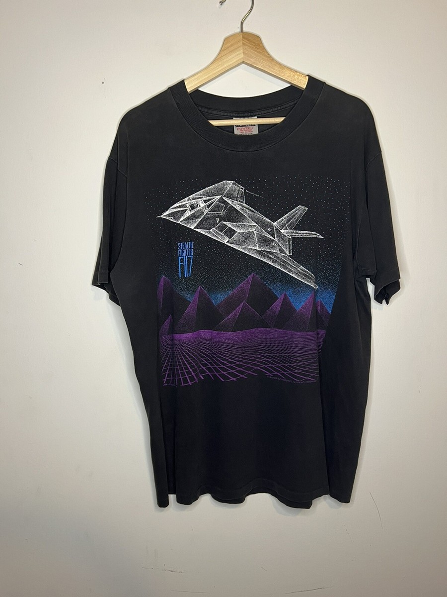 Vintage 1989 F-117 Stealth Fighter Jet Blackbird Shirt Size