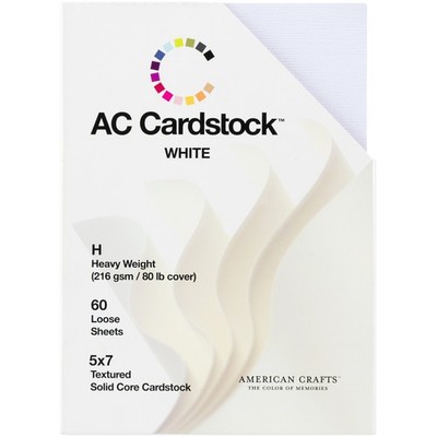 American Crafts Textured Cardstock Pack 5''X7'' 60/Pkg-Solid White