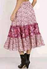 SPELL & THE GYPSY COLLECTIVE Winona Berry Midi Skirt Pink Size M SP14