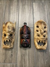 Hand Carved Tribal Masks Wall Decor