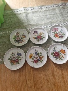 Vintage Furstenberg Porcelain 4” Floral Trinket Plate Coasters 6 Pcs W Germany
