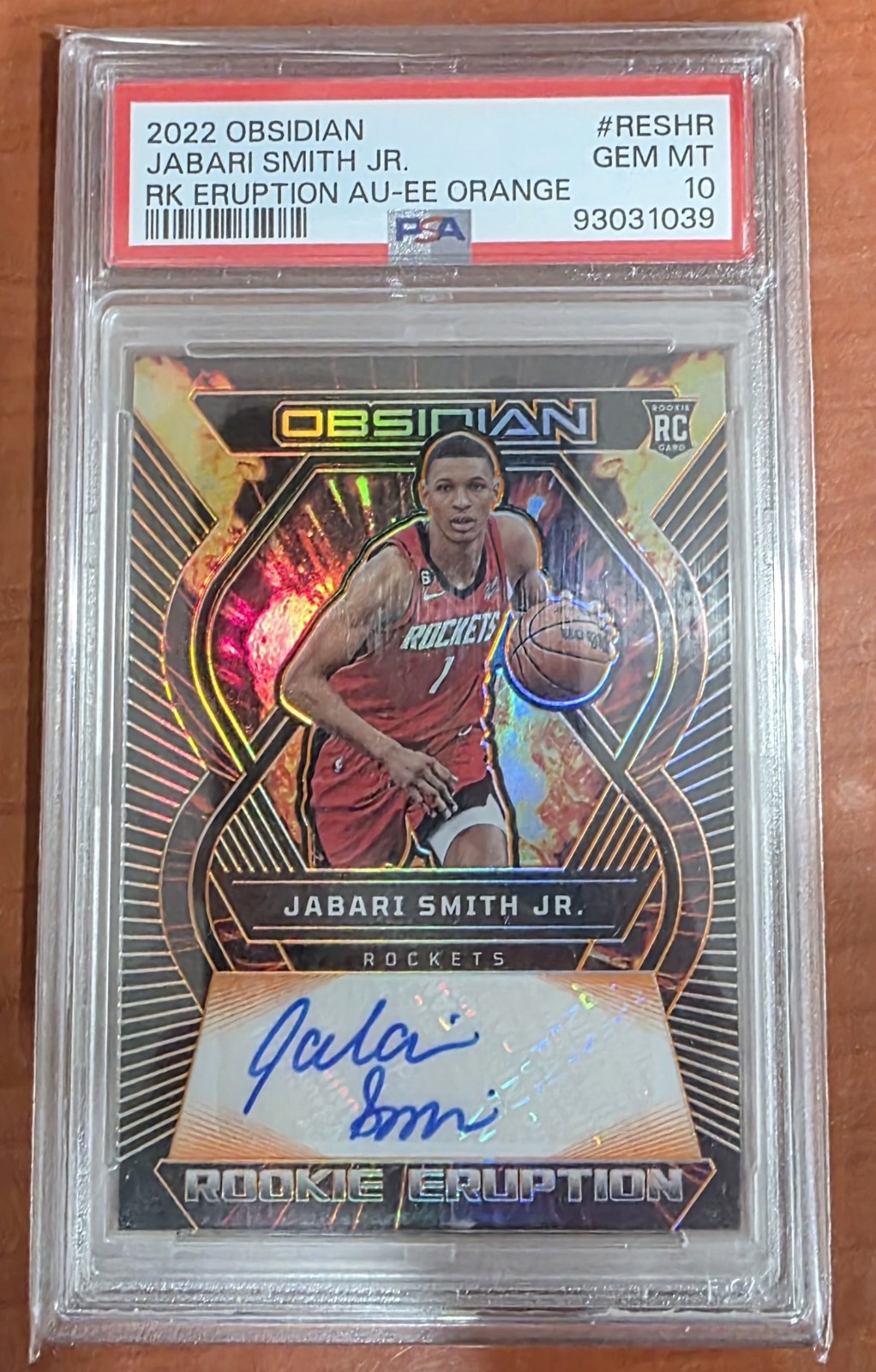 Panini 2022-23 Obsidian Jabari Smith Jr Rockets Rookie Eruption Auto /35 PSA 10