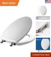 High-Gloss Elongated Toilet Seat with STA-TITE Fastening - Brushed Nickel Finish