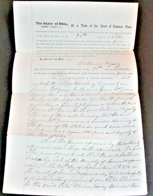 At a Term of the Court of Common Pleas- Handwritten Signed Document, 1874, OH.