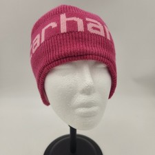 Carhartt Youth Beanie Pink Logo Knit Fleece Lined Winter Hat One Size Kids