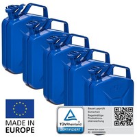 Bw® Kraftstoffkanister Metall Benzinkanister 5X 5 Liter - Blau - RAL 5005