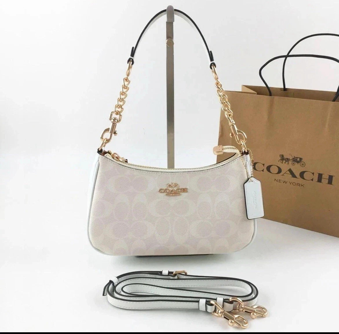 NWT COACH Teri 2Way CA548 Shoulder Bag Signature Coated Canvas