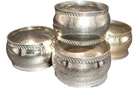 SET / 4 POLISHED STAINLESS STEEL NAPKIN RINGS Etched Edges PARTY OCCASION CRAFTS