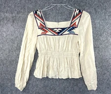 Ariat Chimato Embroidered Top Cinch Waist Boho Aztec Peasant Centinela Arts