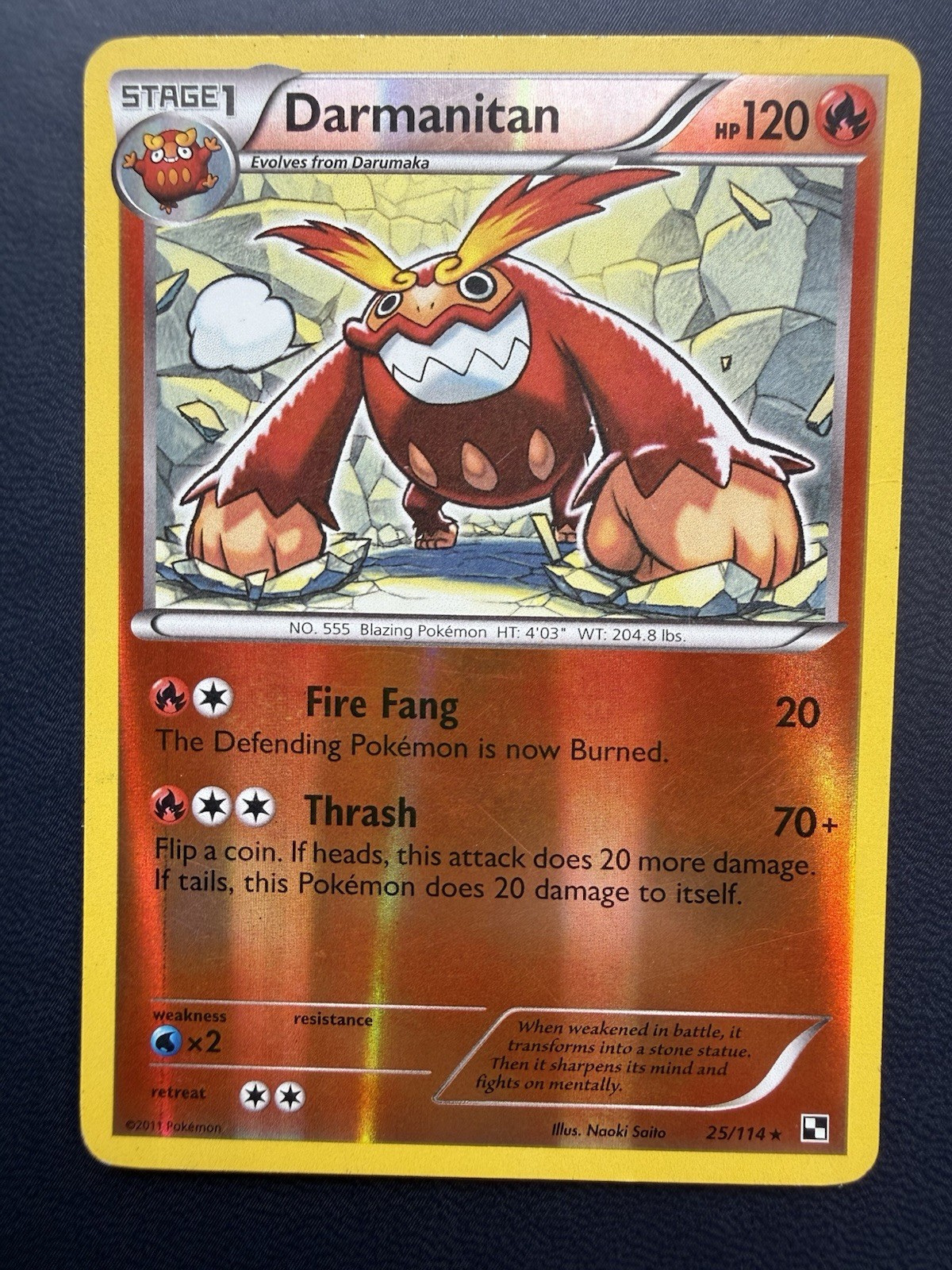 2011 Pokemon Black & White 25 Darmanitan Reverse Holo