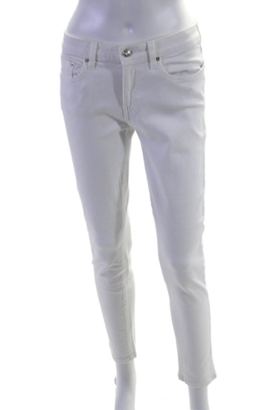 Derek Lam 10 Crosby Women's Midrise Five Pocket Skinny Jeans Pants White Size 27