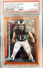 2025 Topps Chrome Football #252 Cooper DeJean Orange Refractor PSA 9 /25 Eagles