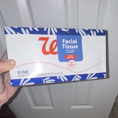 Walgreens Soft Strong Absorbent 2-Ply Facial Tissue 145 Sheets White/Blue Floral