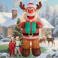 12Ft Giant Reindeer Outdoor Christmas Inflatable Elk Yard Decor Build-In LED Blo