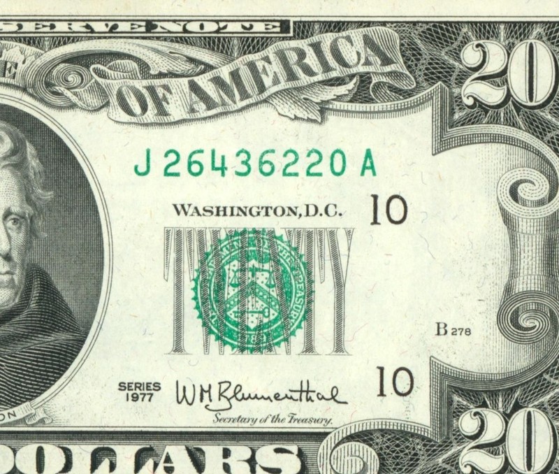 $20 1977 ((XF)) FEDERAL RESERVE NOTE ** PAPER CURRENCY AUCTIONS