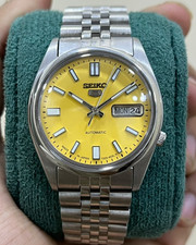 Seiko 5 Automatic Pastel Yellow Dial Mens Watch Japan Made 7009