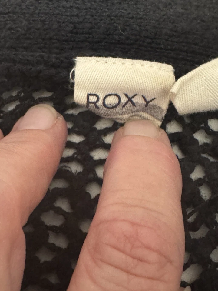 Cárdigan largo Roxy para mujer talla XL negro frente abierto suéter plumero festival boho Foto 3 de 4