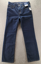 Old Navy Jeans Girls 14 Blue Dark Wash High Rise Straight Leg Built In Tough NWT