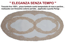 Tris Centri Lino pizzo Tombolo e Cantù fatti a mano completo ovali rose perline
