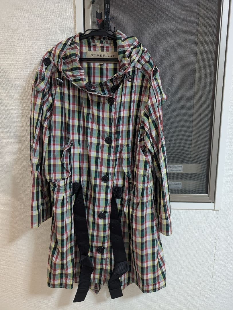 Burberry London Nylon Coat Multicolor With Checked Pattern Size S For Women