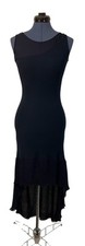 VTG Navy Blue Silk Sleeveless Sheer Hi Lo Bodycon Maxi Dress Whimsigoth Fairy S