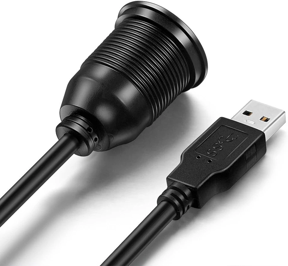 USB 3.0 Male to Female AUX Flush Mount Extension Cable for Car Truck black - Image 3 of 4
