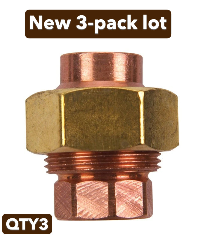 3-pack Mueller Streamline W 68002 Solder Copper Sweat to Copper sweat Union 3/8"
