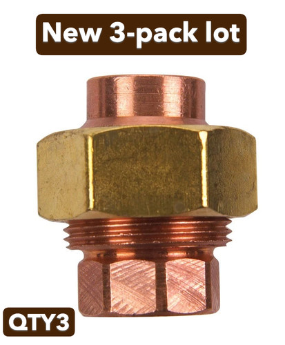 3-pack Mueller Streamline W 68002 Solder Copper Sweat to Copper sweat Union 3/8"