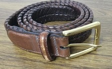 Brighton Belt Men  s Braided, Brown Leather Brass Buckle Sz 36
