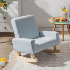 Toddler Rocking Chair Fabric Kids Rocker w/Solid Wooden Frame  Non-Slip Mat