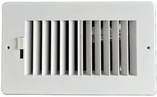 Two-way plastic side wall/ceiling register in white 8"w X 4"h for duct openin...