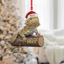 Personalized Bearded Dragon Ornament Lizard Reptile Pet Santa Hat Gift 2025