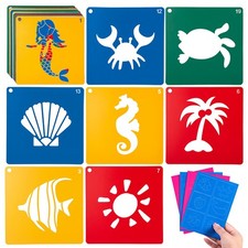 20 PCS Ocean Creatures Stencils for Kids, 8 x 8 Inch Drawing Stencils for Pai...