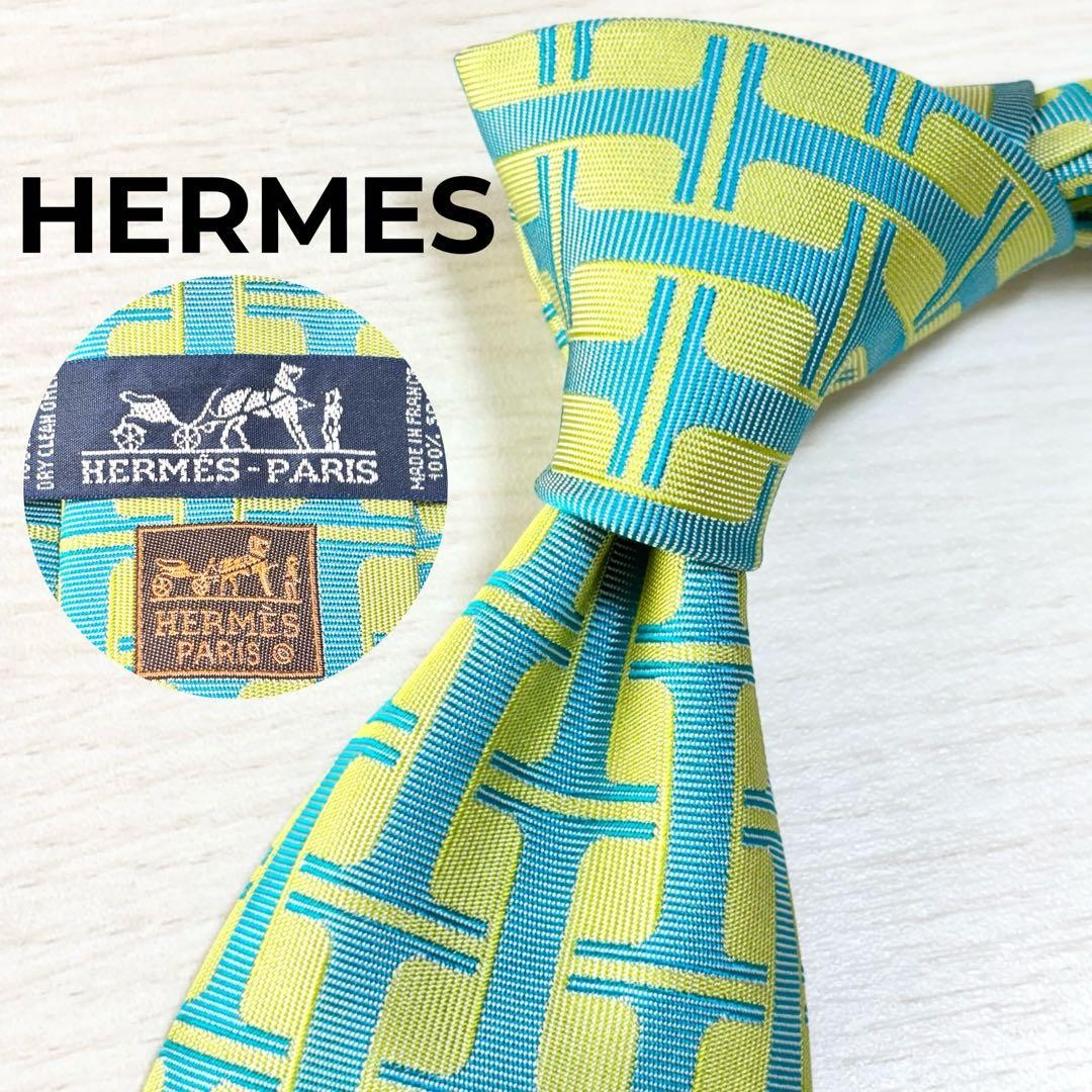 HERMES H pattern superb condition geometric tie m… - image 1