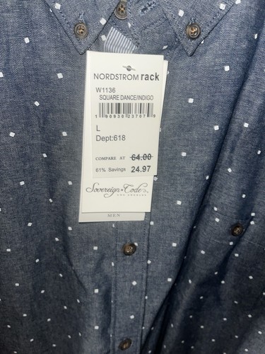 Men's Sovereign Code Short Sleeve Button Up blue Size L - Picture 2 of 3