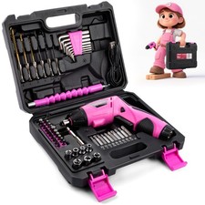55-Piece Kids Real Tool Set, Electric Cordless Drill Tool Kit for Children