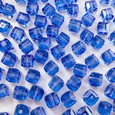 100 PCS 8Mm Crystal Glass Beads Cube Crystal Beads Loose Square Shape Spacer Bea