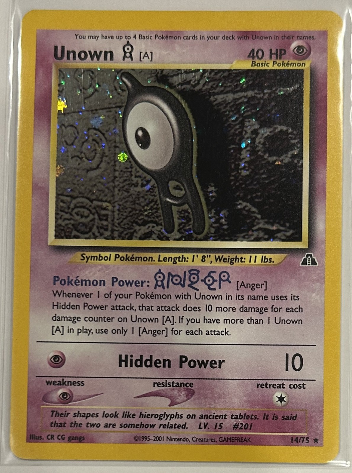 Pokemon Unown A 14/75 Holo Neo Discovery Unlimited 2001 MP