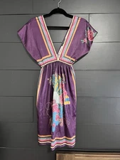 FOREVER TWENTY ONE Women’s Silky Floral Boho Dress Sz 1 EUC Vintage 
