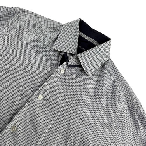 Pal Zileri, Pal Zileri Men’s Cotton Blend Plaid Button-Down Shirt Blue • Italy • 40