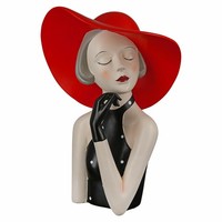 Gilde Figur Frau Lady Mit Rotem Hut Dekofigur Dekoration Kunstharz H 27 Cm 37194