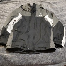 Gerry Kids Hooded Zip Jacket M 10/12 Black/Gray Colorblock Polyester Ski
