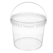 Clear Storage Bucket Round Plastic Recyclable Reusable Tubs Lids 0.5 1 2.5 5 10L