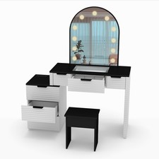 Vanity Desk with Mirror and Lights, LED Makeup Vanity with Charging Station NEW