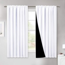 100 Blackout Lined Curtains 2 Thick Layers White Blackout for Bedroom or