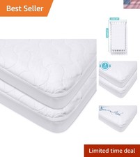 2-Pack Waterproof Quilted Crib Mattress Protectors - Soft  Hypoallergenic 52x28