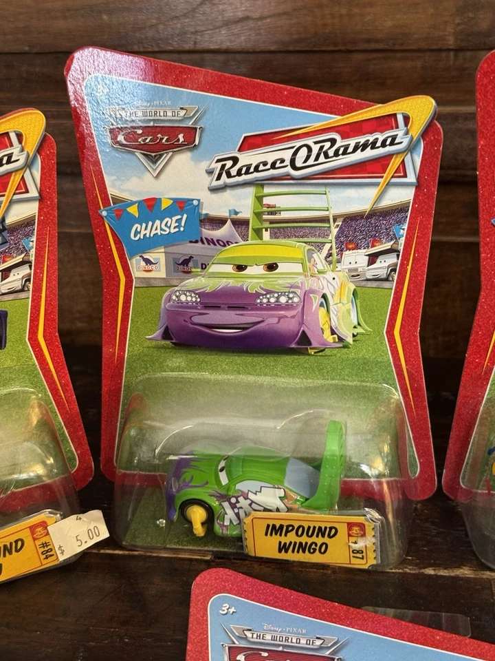 Disney Cars Race O Rama CHASE Impound Lightning+Boost+DJ+Wingo+Snot!(error Card) - Image 4 of 4